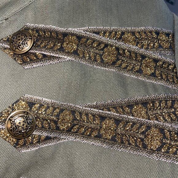 Comme Womens Jacket Size Large Green Military Inspired Pure Cotton New - Picture 5 of 12